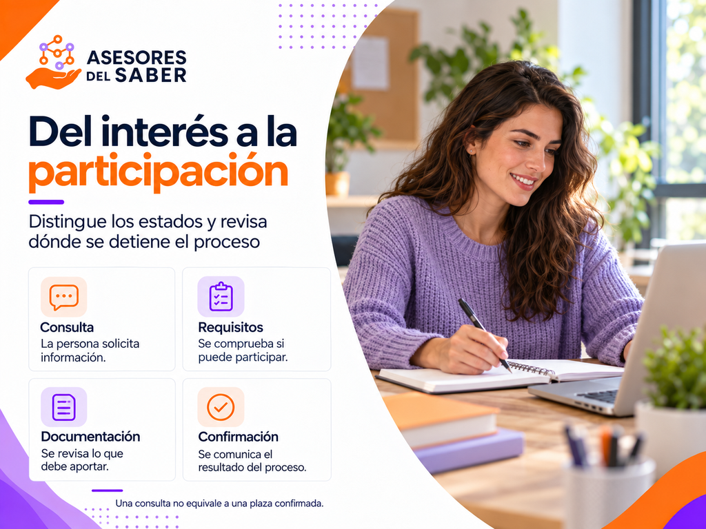 Resumen de consulta, requisitos, documentación y confirmación de participación
