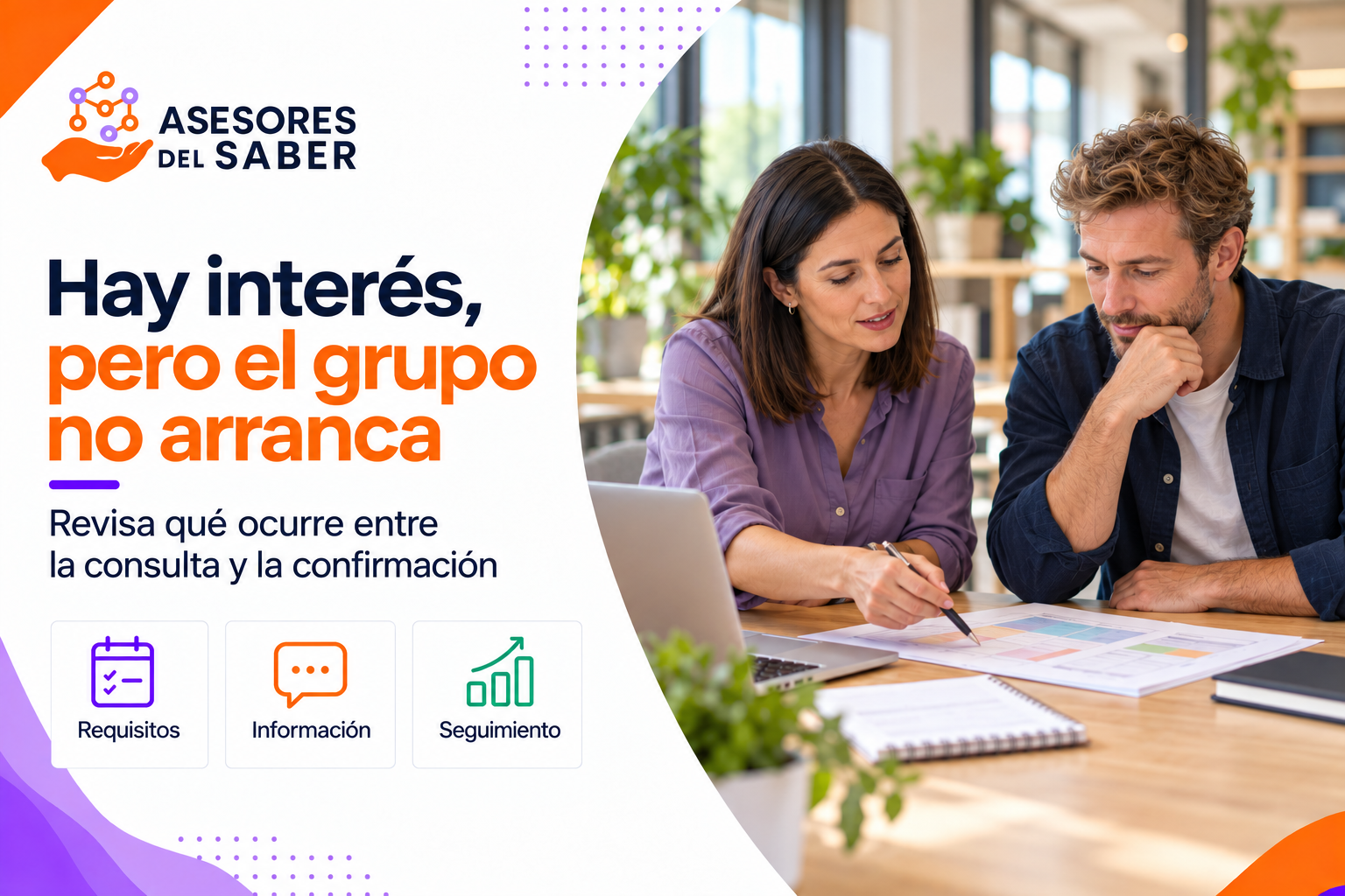 Equipo de un centro revisando la captación de alumnado de un curso subvencionado